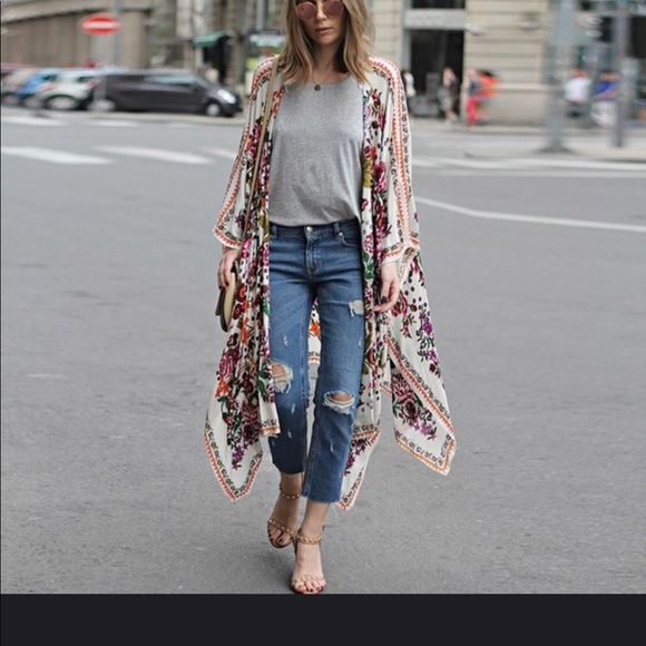 Floral print chiffon kimono - Picture 2 of 5